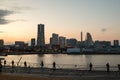 Many photographer are at Yokohama Port in the Sunset
