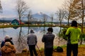 Many photographers at Fumotopara camping ground to photograph mountain Fuji Royalty Free Stock Photo