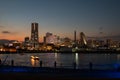 Many photographers are at Yokohama Port in the Sunset to capture the cityscappe