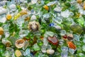 Many of the pieces of glass, shells and rocks moulded by the sea. The texture of colored stone beach