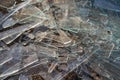 There are many pieces of broken glass on the ground Royalty Free Stock Photo