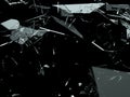 Many pieces of shattered glass over black Royalty Free Stock Photo