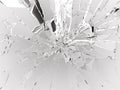 Many pieces of shattered glass over white Royalty Free Stock Photo