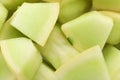 Many pieces of sweet honeydew melon, closeup Royalty Free Stock Photo