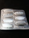 Pharmaceuticals antibiotics pills medicine /colorful antibacterials pills on white background /capsule pill medicine Royalty Free Stock Photo