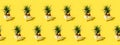 Many pineapples on a solid yellow background pattern