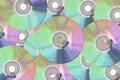 Many plate CD, DVD disc at background Royalty Free Stock Photo