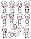 Many Poses of Cartoon Chef - Set of Concepts Vector illustrations