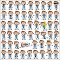 Many Poses of Cartoon Doctor - Set of Concepts Vector illustrations