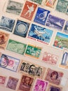 many postage stamps in a philatelic file Royalty Free Stock Photo