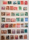 many postage stamps in a philatelic file Royalty Free Stock Photo