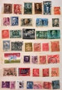 many postage stamps in a philatelic file Royalty Free Stock Photo