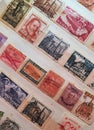 many postage stamps in a philatelic file Royalty Free Stock Photo