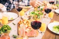 Many pours a salad on her plate Royalty Free Stock Photo