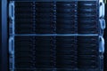 Many powerful servers running in the data center server room Royalty Free Stock Photo