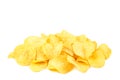 Many prepared potato chips snack isolated on white background Royalty Free Stock Photo