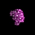 Many purple circles, abstract isolated woman beauty face logo. Modern fashion look symbol. Royalty Free Stock Photo