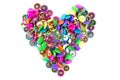 Many push pins in form of heart Royalty Free Stock Photo