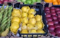 Many of quince fruits for sale at city market Royalty Free Stock Photo