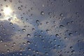 Many raindrops in the sky background close-up Royalty Free Stock Photo