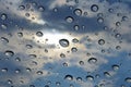 Many raindrops in the sky background close-up Royalty Free Stock Photo