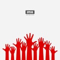 Many raised hands vector poster