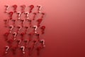 Many randomly arranged red question marks on red background. Royalty Free Stock Photo