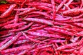 Many red Borletto beans as vegetable on market Royalty Free Stock Photo