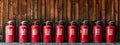 many red fire extinguishers on the shelf Royalty Free Stock Photo