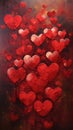 A painting of many red hearts on a black background Royalty Free Stock Photo