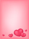 Many red hearts on rose pink background