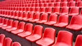 Many red plastic seats grandstand stadium Royalty Free Stock Photo