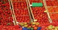 ripe red tomato on sale in the grocery store in a mediterranean Royalty Free Stock Photo