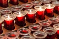 Many red votive candles Royalty Free Stock Photo