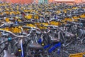 Many rental bikes in Berlin, Germany.