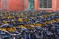 Many rental bikes in Berlin, Germany.