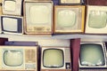 Many retro television. vintage old TV