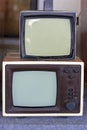 Many retro television. vintage old TV
