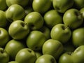 Many ripe juicy green apples as background.