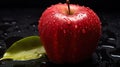 Many ripe juicy red apples covered with water drops as background Royalty Free Stock Photo