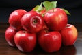 Many ripe juicy red apples covered with water drops. Generative AI Royalty Free Stock Photo