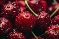 Many ripe red cherries with water droplets are forming a background Royalty Free Stock Photo