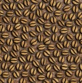 Many roasted coffee beans on a sackcloth background illustration