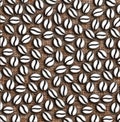 Many roasted coffee beans on a sackcloth background illustration
