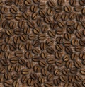 Many roasted coffee beans on a sackcloth background illustration