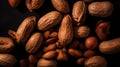 Many roasted peanuts background. Food Backdrop. Generative AI