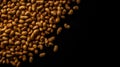 Many roasted peanuts on dark background. Food Backdrop. Generative AI