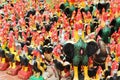 Rooster statues in King Naresuan the great shrine