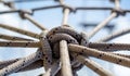 Many ropes and one big knot close up