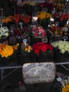 So many flowers at the flower stall at the farmers market in France